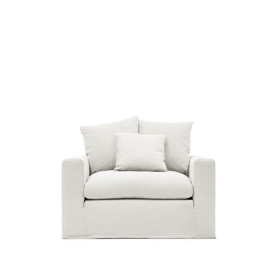 KAVE HOME Nora trekk til lenestol - ecru lin og bomull (B:140)