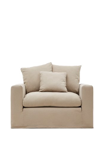 KAVE HOME Nora trekk til lenestol - taupe lin og bomull (B:140)