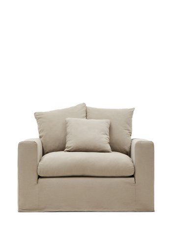 KAVE HOME Nora trekk til lenestol - taupe lin og bomull (B:140)