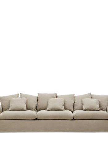 KAVE HOME Nora trekk til 4-seters sofa - taupe lin og bomull (B:340)