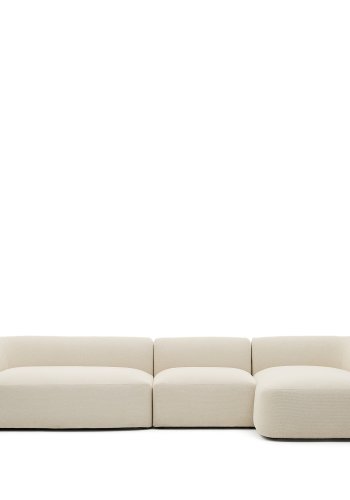 KAVE HOME Modulr 4-seters sofa Martina i ecru chenille med hyre sjeselong 377 cm