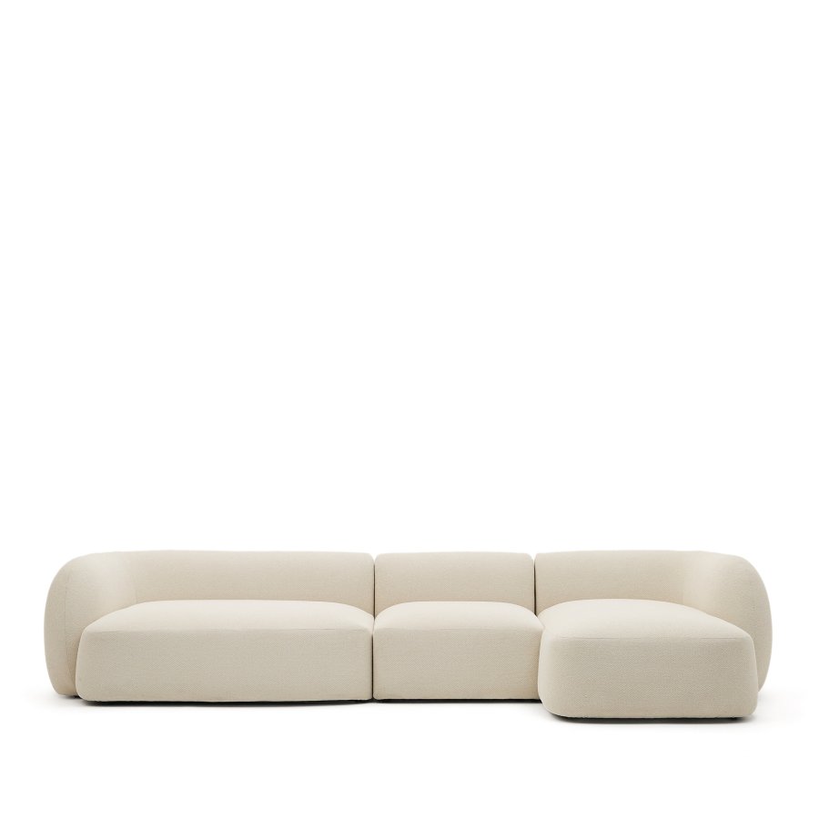 KAVE HOME Modulr 4-seters sofa Martina i ecru chenille med hyre sjeselong 377 cm