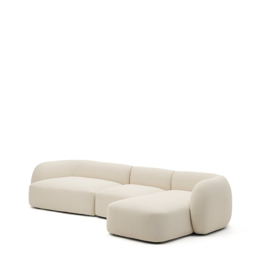 KAVE HOME Modulr 4-seters sofa Martina i ecru chenille med hyre sjeselong 377 cm