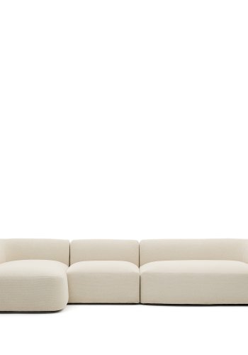 KAVE HOME Modulr 4-seters sofa Martina i ecru chenille med venstre sjeselong 377 cm
