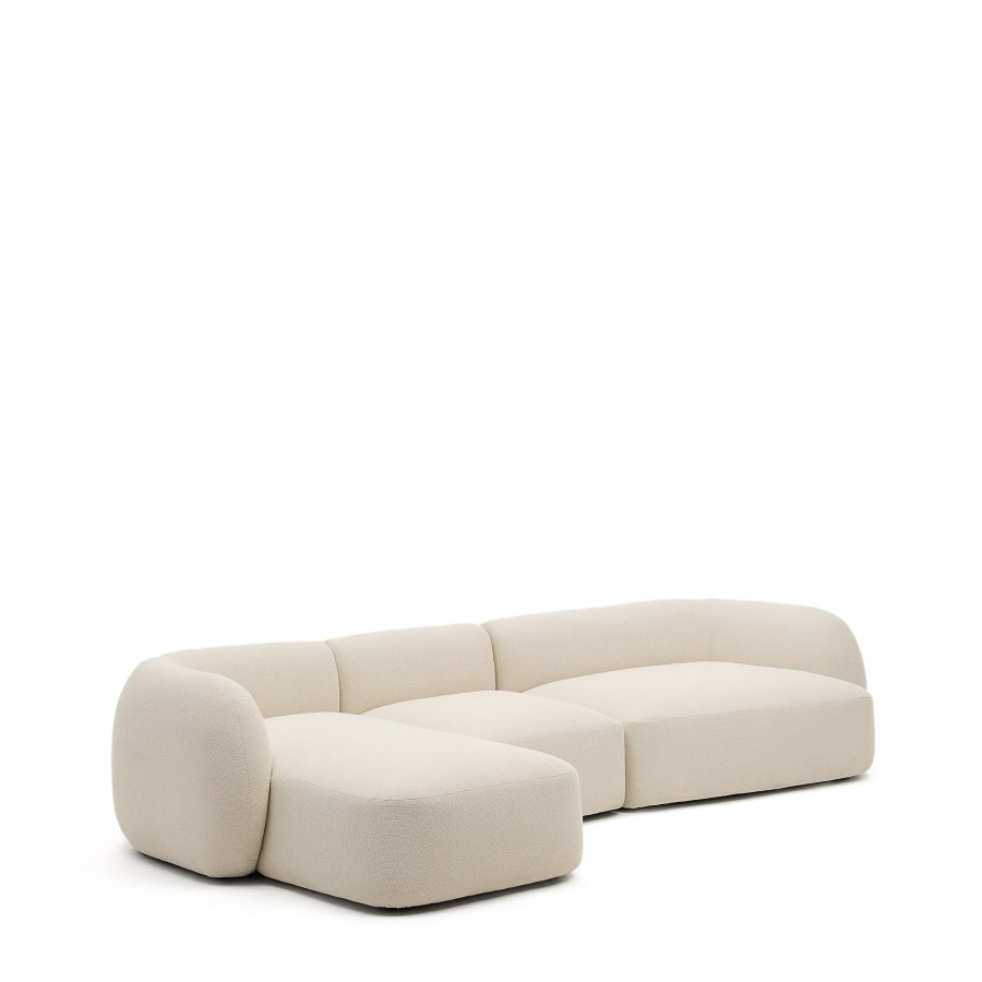 KAVE HOME Modulr 4-seters sofa Martina i ecru chenille med venstre sjeselong 377 cm