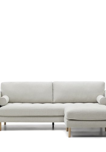 KAVE HOME Debra 3 pers. sofa, m. fodsttte - perlemor chenille og ben i natur (222cm)