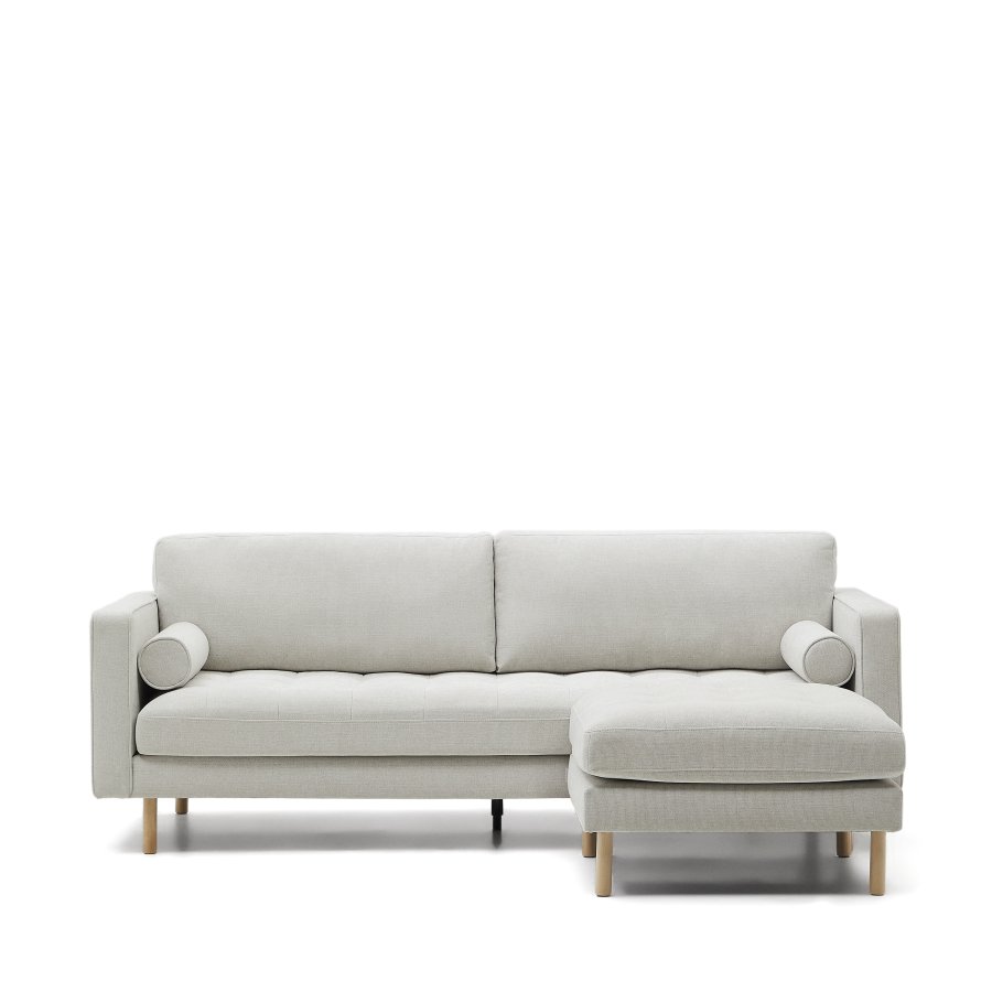 KAVE HOME Debra 3 pers. sofa, m. fodsttte - perlemor chenille og ben i natur (222cm)