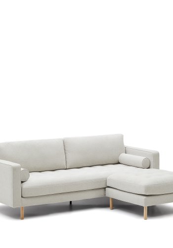 KAVE HOME Debra 3 pers. sofa, m. fodsttte - perlemor chenille og ben i natur (222cm)