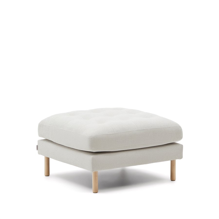 KAVE HOME Debra chenille pärlfotstöd med naturliga ben 80 x 80 cm