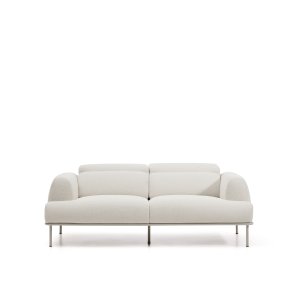 KAVE HOME Aurum 2-pers sofa, m. bev�gelig nakkest�tte - ecru chenille og mat beige metal
