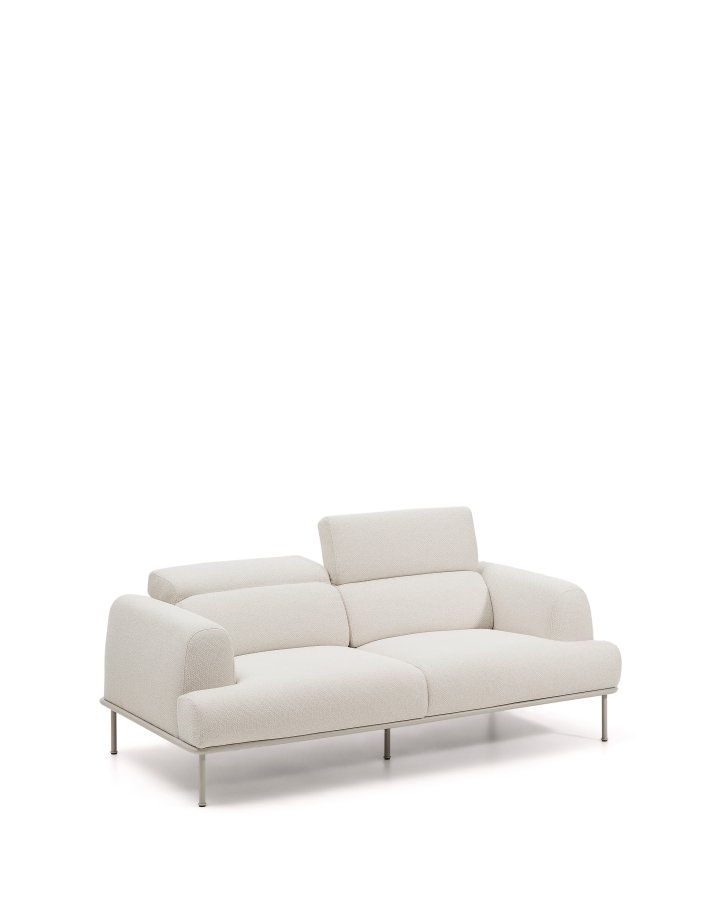 KAVE HOME Aurum 2-pers sofa, m. bev�gelig nakkest�tte - ecru chenille og mat beige metal