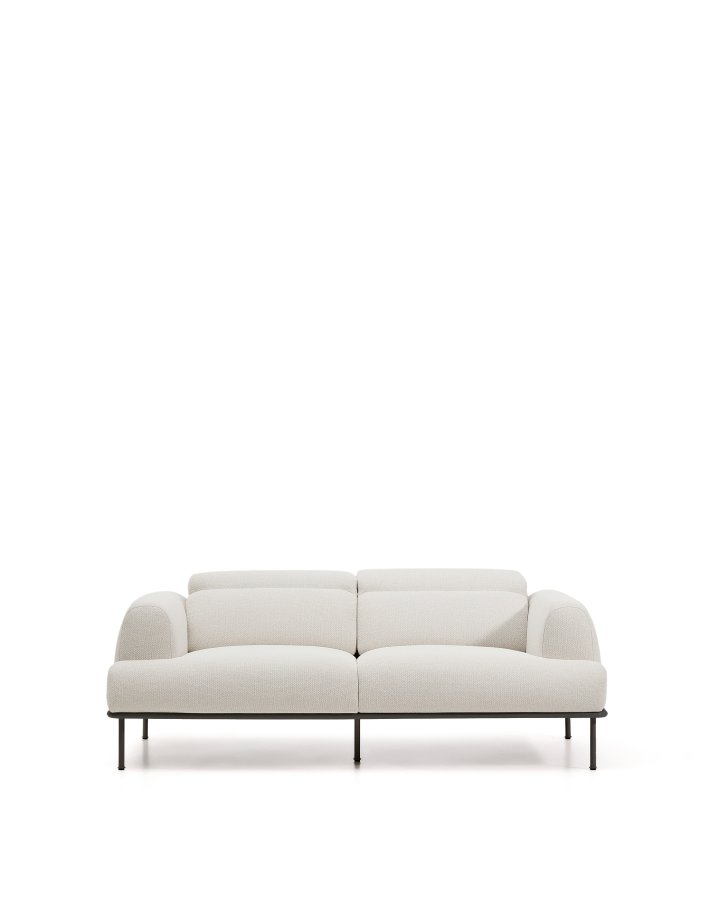 KAVE HOME Aurum 2-pers sofa, m. bev�gelig nakkest�tte - ecru chenille og mat gr� metal