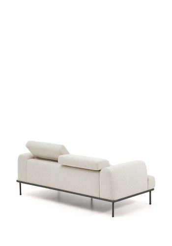 KAVE HOME Aurum 2-pers sofa, m. bev�gelig nakkest�tte - ecru chenille og mat gr� metal