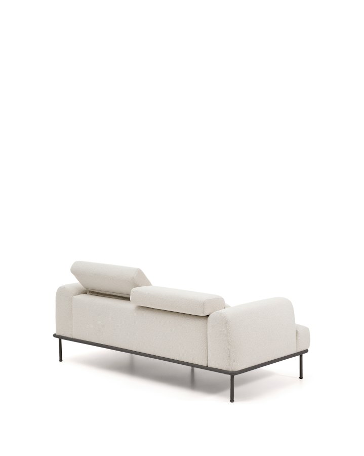KAVE HOME Aurum 2-pers sofa, m. bev�gelig nakkest�tte - ecru chenille og mat gr� metal