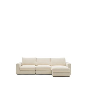 KAVE HOME Alea ecru chenille 4-sits modulsoffa med schslong hger och avtagbart verdrag 310c