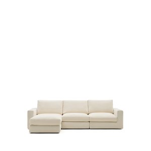 KAVE HOME Alea 4-pers. modulsofa, m. venstre chaiselong, aftageligt betr�k - ecru chenille (310cm)