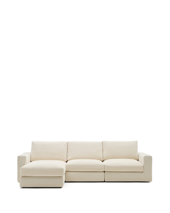 KAVE HOME Alea 4-pers. modulsofa, m. venstre chaiselong, aftageligt betr�k - ecru chenille (310cm)