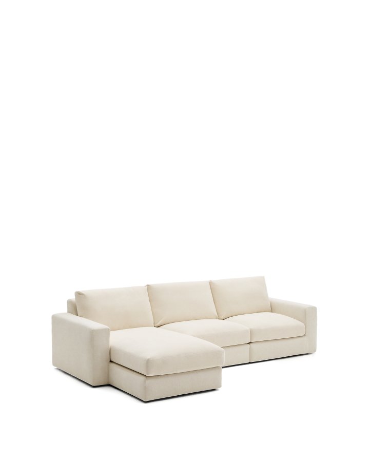 KAVE HOME Alea 4-pers. modulsofa, m. venstre chaiselong, aftageligt betr�k - ecru chenille (310cm)