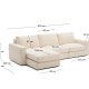 KAVE HOME Alea 4-pers. modulsofa, m. venstre chaiselong, aftageligt betr�k - ecru chenille (310cm)