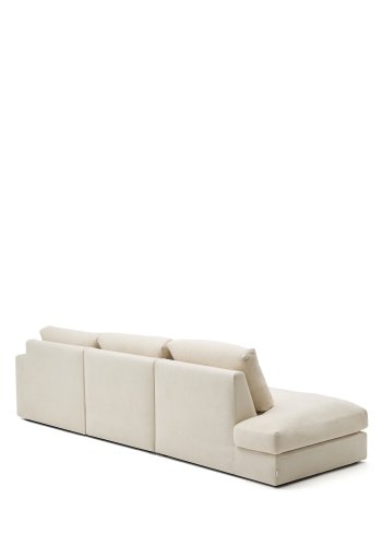 KAVE HOME Alea ecru chenille 5-seters modulsofa med hyre sjeselong og avtakbart trekk 340c