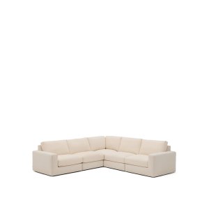 KAVE HOME Alea 5-pers. modul�r hj�rnesofa, m. aftageligt betr�k - ecru chenille (310x310cm)