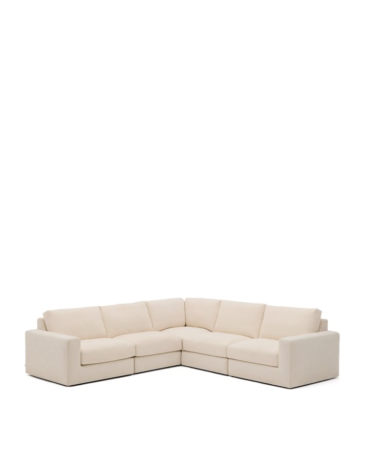 KAVE HOME Alea 5-pers. modul�r hj�rnesofa, m. aftageligt betr�k - ecru chenille (310x310cm)