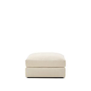 KAVE HOME Alea ecru chenille fotstd med avtagbart verdrag 90 x 90 cm