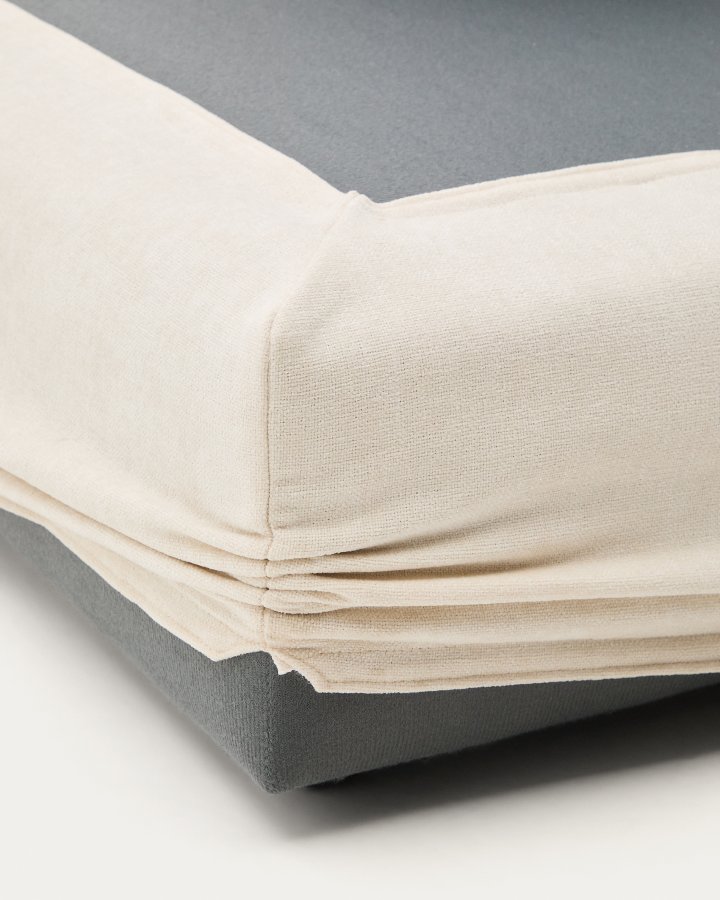 KAVE HOME Alea ecru chenille fotsttte med avtakbart trekk 90 x 90 cm