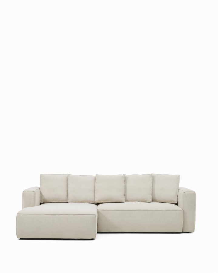 KAVE HOME Marela 3-pers. sovesofa, m. venstre chaiselong - beige chenille (B:276cm)