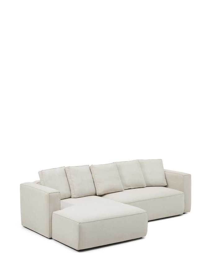 KAVE HOME Marela 3-pers. sovesofa, m. venstre chaiselong - beige chenille (B:276cm)