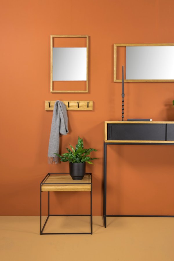 SPINDER DESIGN Pic 5 knaggrekke, m. 5 kroker - naturlig og svart eik (B:50)