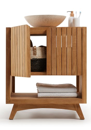 KAVE HOME sndagsbaderomsmbler, m. 2 drer og 2 hyller - naturlig teak