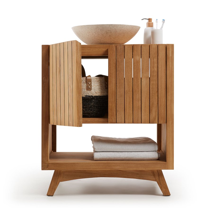 KAVE HOME sndagsbaderomsmbler, m. 2 drer og 2 hyller - naturlig teak