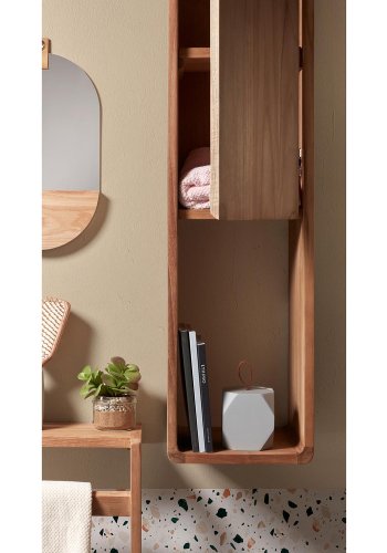 KAVE HOME Sunday hndklestativ - heltre teak, for vegg, m. 1 hylle