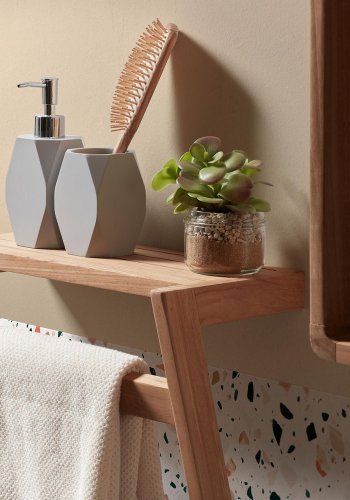 KAVE HOME Sunday hndklestativ - heltre teak, for vegg, m. 1 hylle