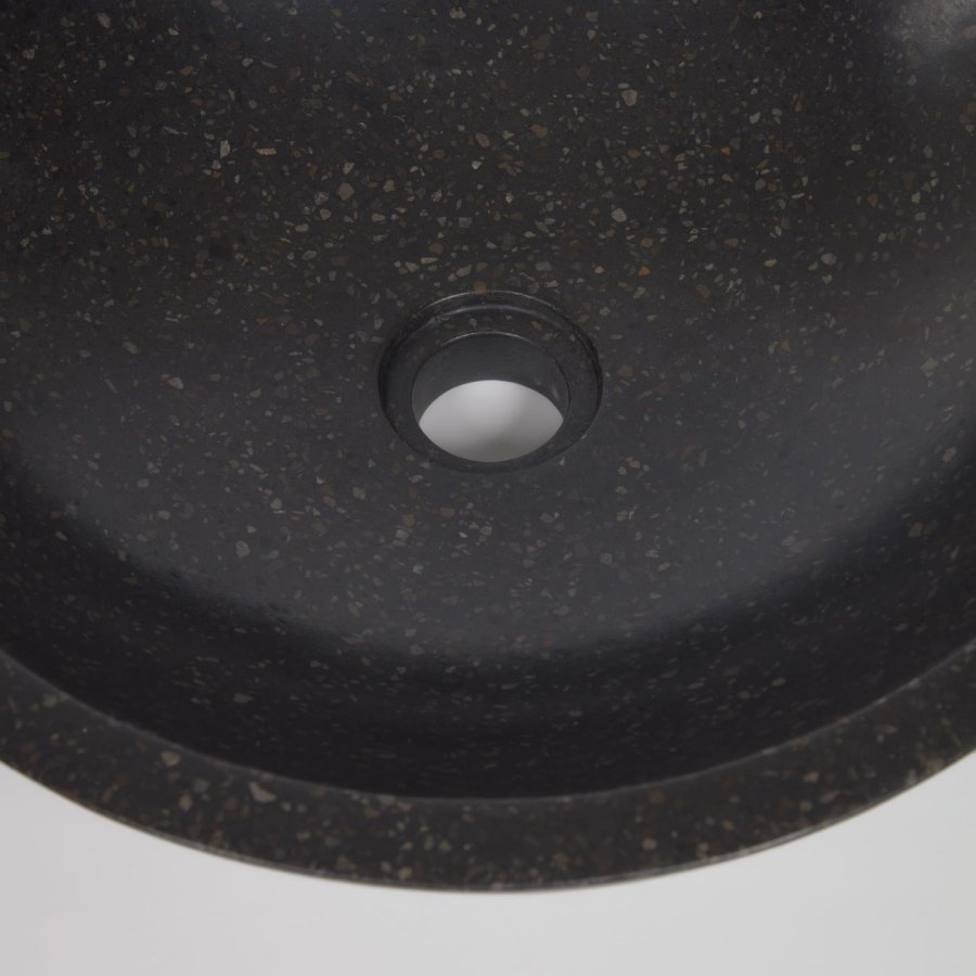 KAVE HOME sndagsvask, rund - svart terrazzo (40)