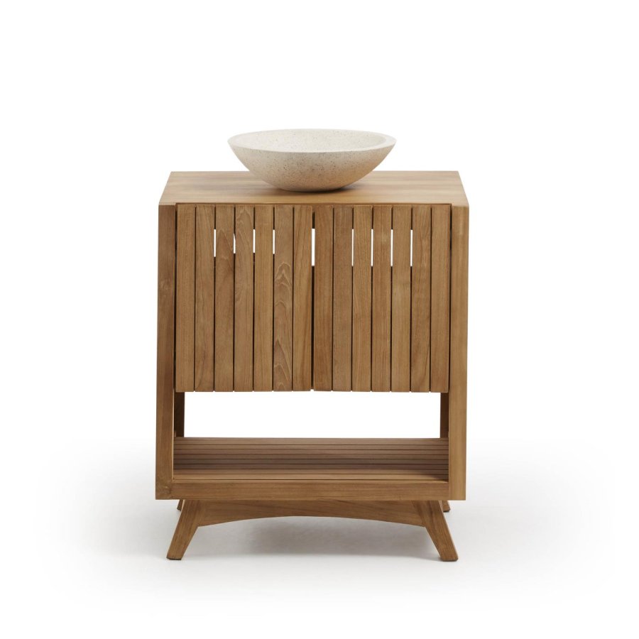 KAVE HOME Sunday Tvättställ för Badrummet, Rund - Vit Terrazzo ( 40 cm)