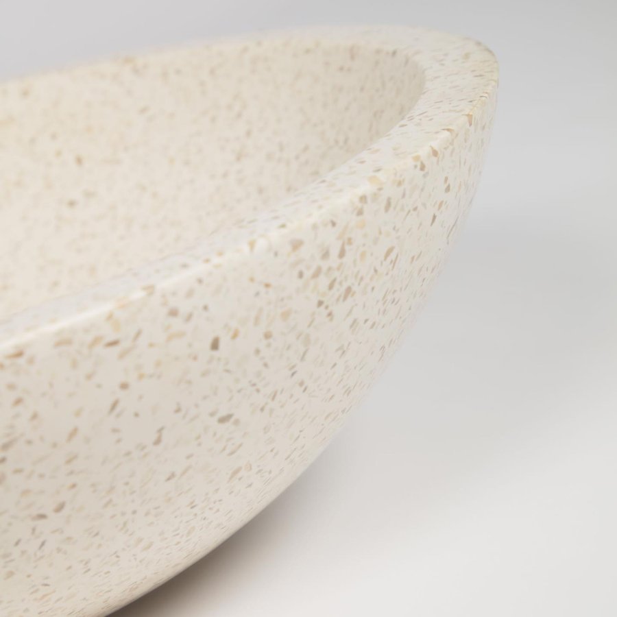 KAVE HOME Sunday Tvättställ för Badrummet, Rund - Vit Terrazzo ( 40 cm)