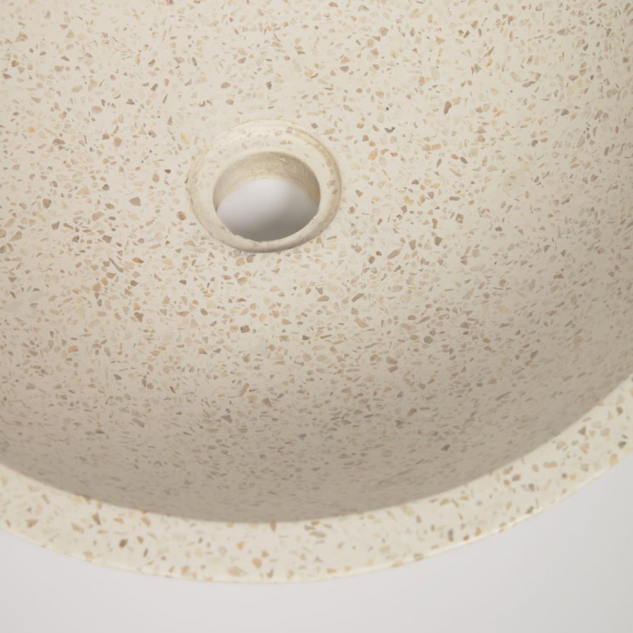 KAVE HOME Sunday Tvättställ för Badrummet, Rund - Vit Terrazzo ( 40 cm)