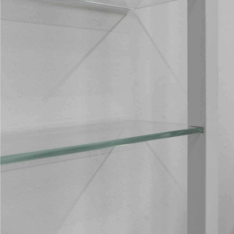 SPINDER DESIGN rektangulr kubisk bokhylle, m. 11 hyller - glass og hvitt stl (H:167cm x46cm x 13cm)