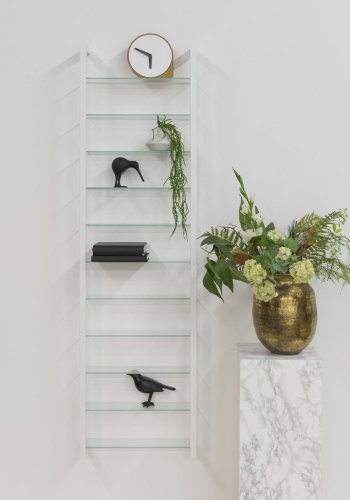 SPINDER DESIGN rektangulr kubisk bokhylle, m. 11 hyller - glass og hvitt stl (H:167cm x46cm x 13cm)