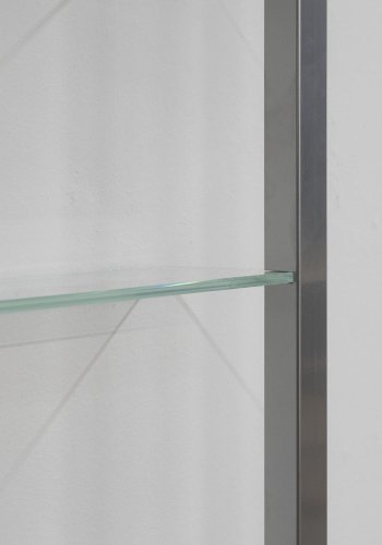 SPINDER DESIGN rektangulr kubisk bokhylle, m. 11 hyller - glass og grtt stl (H:167cm x46cm x 13cm)