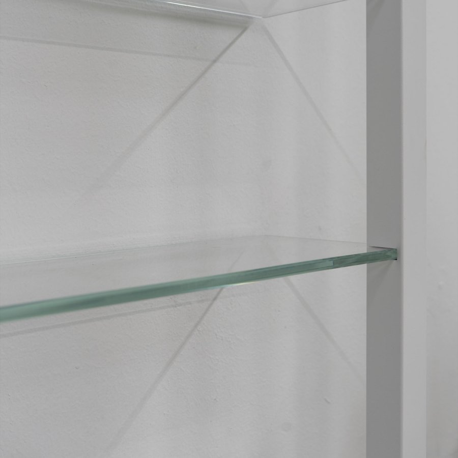 SPINDER DESIGN rektangulr Cubic reol, m. 7 hylder - glas og hvid stl(H:167cm x46cm x 13cm)