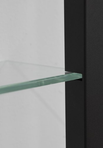 SPINDER DESIGN rektangulr kubisk bokhylle, m. 7 hyller - glass og sort stl (H: 167cm x 46cm x 13cm)