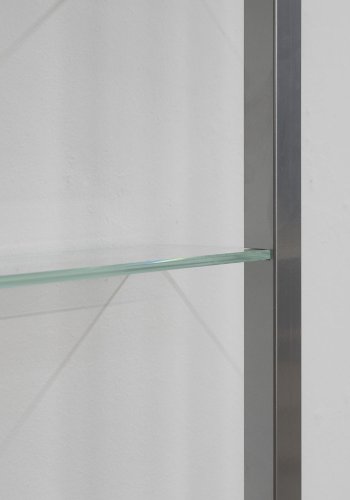 SPINDER DESIGN rektangulr Cubic reol, m. 7 hylder - glas og gr stl(H:167cm x46cm x 13cm)