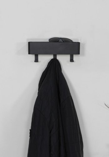 SPINDER DESIGN rektangulr Dax Play knaggrekke, m. 3 kroker - sort stl 