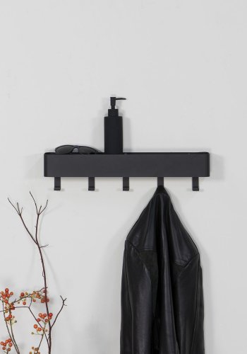 SPINDER DESIGN rektangulr Dax Play knaggrekke, m. 5 kroker - sort stl