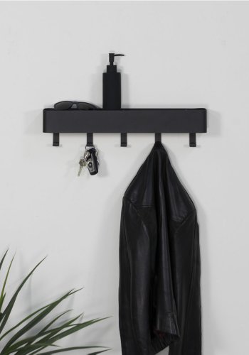 SPINDER DESIGN rektangulr Dax Play knaggrekke, m. 5 kroker - sort stl