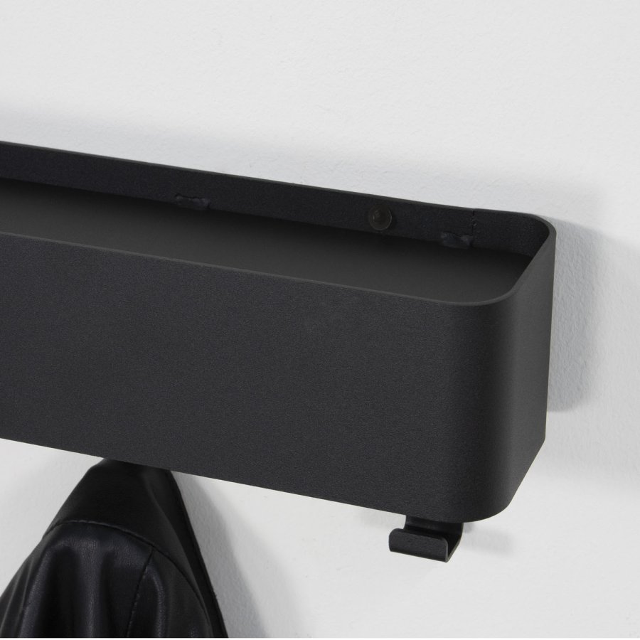 SPINDER DESIGN Dax Play knaggrekke, m. 7 kroker - sort stl 