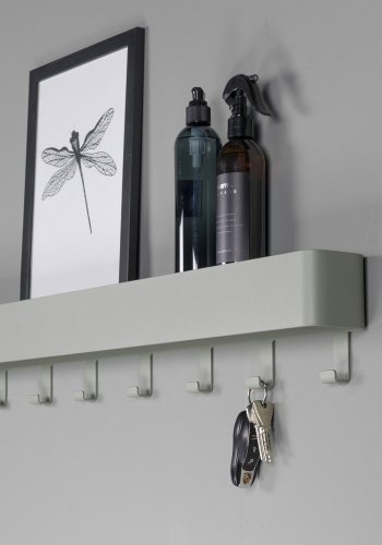 SPINDER DESIGN Dax Play knaggrekke, m. 7 kroker, m. hylle - stvete grnt stl (72x12)